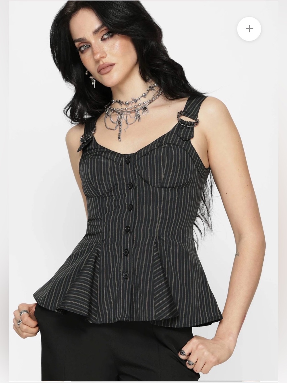 NWT Disturbia Jenna Stripe D-Ring Buckle Cami Top- size 8 - Picture 3 of 9